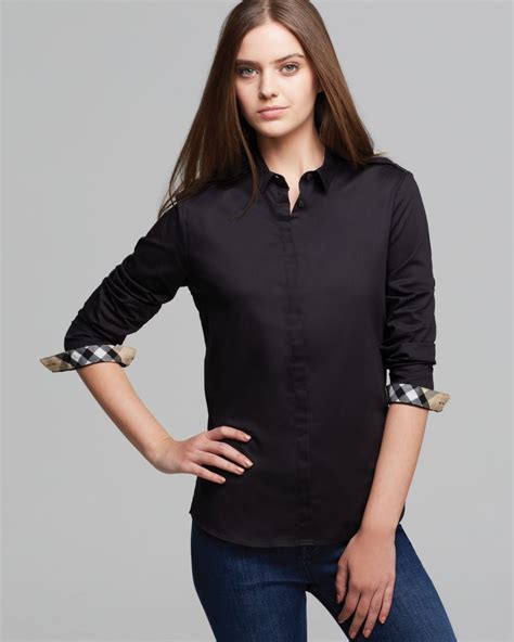 burberry women's button down shirts